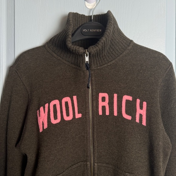 VTG Woolrich Y2K Zip Up Sweater Sz M Track Blokette Blokecore Made in Italy Wool - Picture 4 of 16